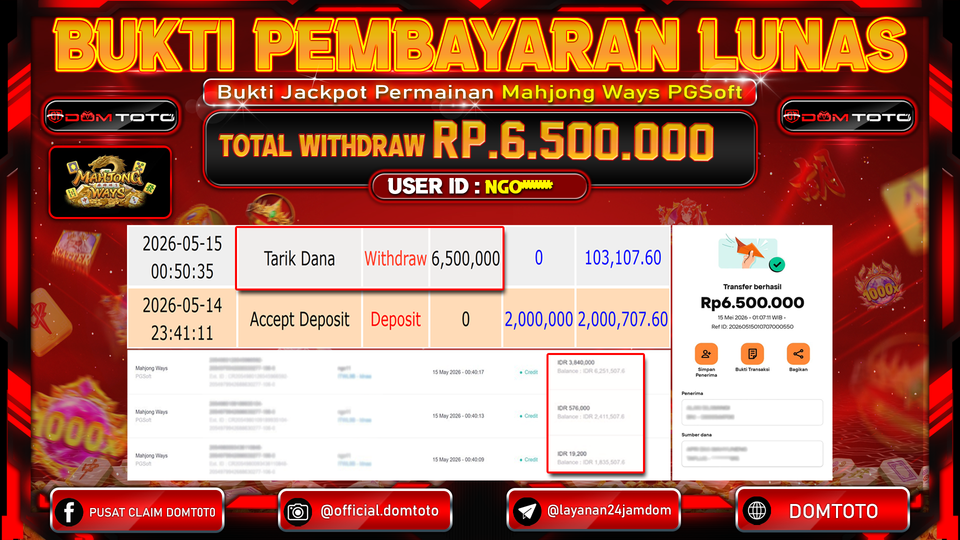 JACKPOT SLOT Mahjong Ways PGSoft 15 MAY 2026